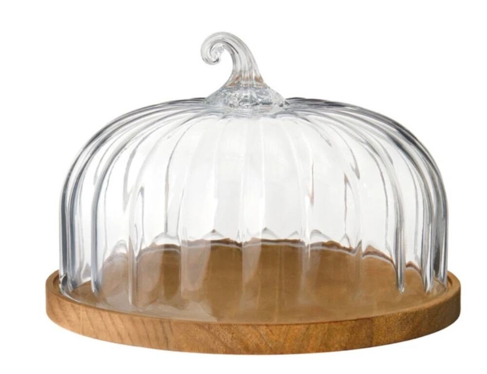 Aldi Crofton Glass Pumpkin Dome Fall Autumn Table Decor Halloween Center Piece,